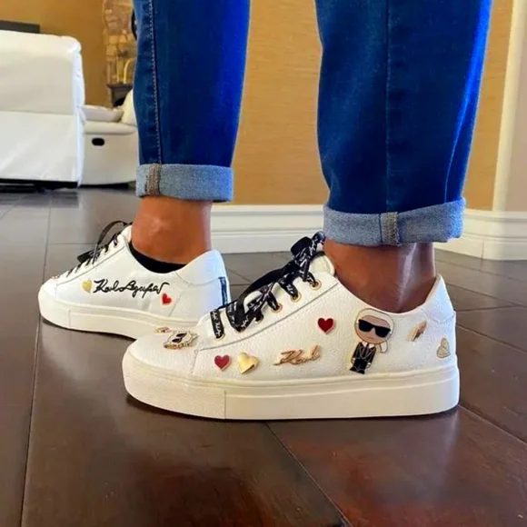 Cate Embellished Sneakers Karl Lagerfeld Cat Shoes Karl Lagerfeld